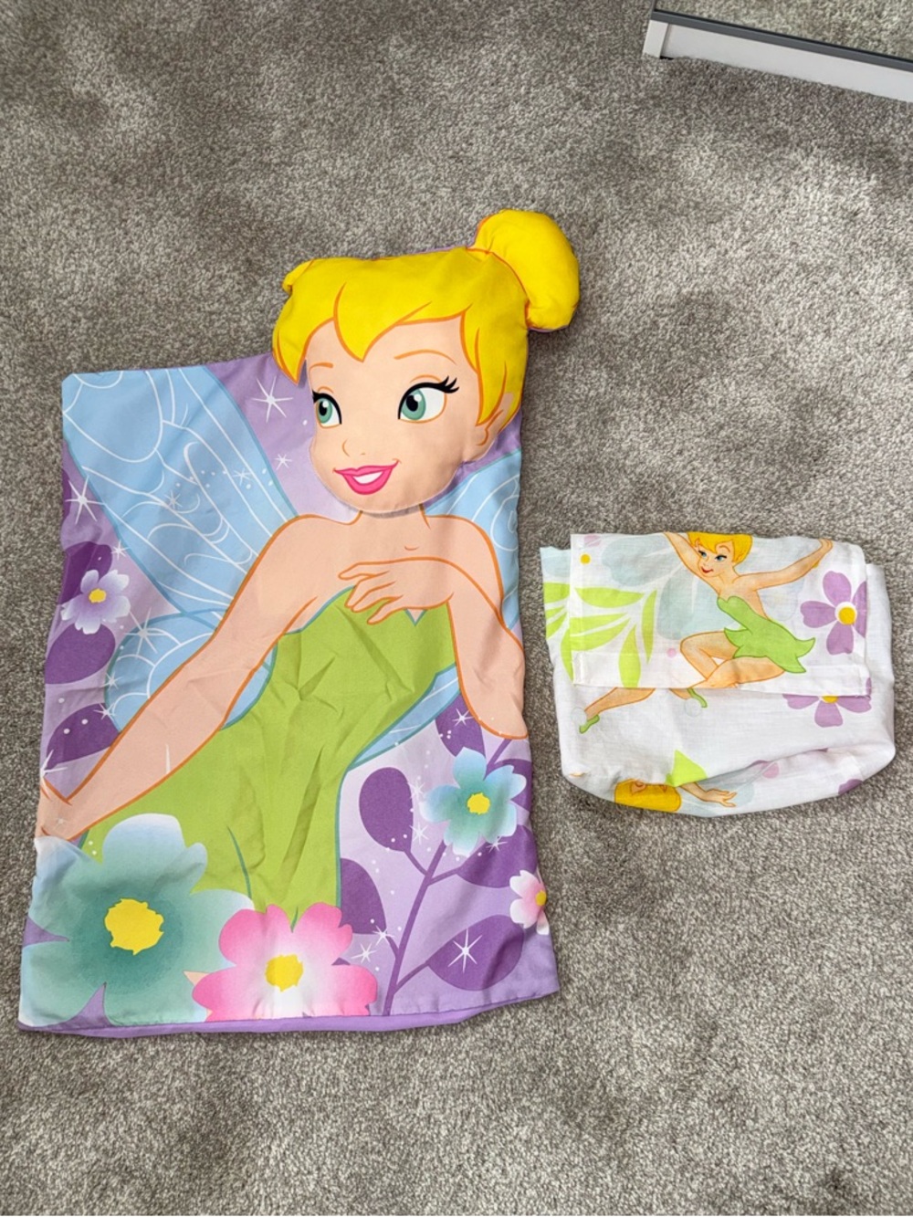 RARE Tinkerbell Disney Fairies Plush Head Twin Girls Kids Child Pillowcase